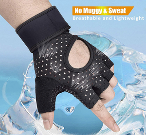 Factory Direct Weightlifting Gloves with Breathable Fabric Wrist Support and Shock Absorbing Palm Padding - Product Image 4