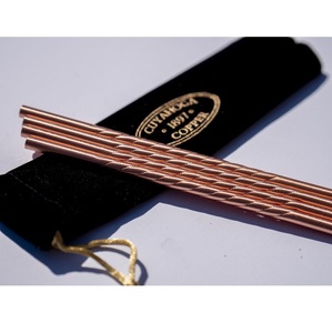 Luxury Copper Reusable Bent Drinking <b>Straws</b> <b>Metal</b> Beverage <b>Straw</b> Set for Home Bar Restaurant and Smoothie Drinks - Product Image 6