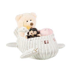 Airplane Rattan Storage Basket Open Top White Woven Vehicle Toy Organizer <b>Bin</b> Kids <b>Wicker</b> Decorative Display Tray - Product Image 5