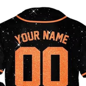 Camiseta de béisbol negra y naranja personalizada con nombre y número del equipo, ropa deportiva unisex de manga corta con botones en la parte delantera para niños - Product Image 6