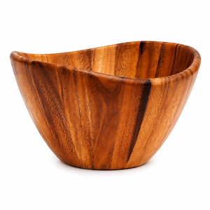 Tazón para Ensalada de Madera de Acacia Premium, Tazón para Servir Hecho a Mano, Tazón para Mezclar Frutas de Cocina Rústico Natural, Vajilla Ecológica - Product Image 1