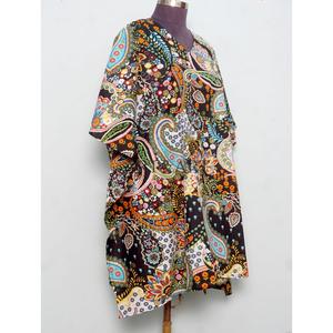 Vestidos Mini Kafthan Hechos a Mano, Ecológicos, 100% Algodón, Cuello en V, Estampado Floral, Corte Holgado, Sin Mangas, Casuales para Uso Diario - Product Image 2