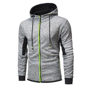 เสื้อฮู้ดแขนยาวผ้าฟลีซสำหรับผู้ชายทรงสลิมฟิตมีซิปสีเทาไม่ซ้ำใครสำหรับผู้ชาย - Product Image 6