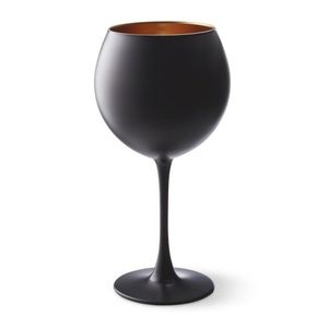 Copa de Vino de Metal Negro Mate de Lujo con Interior de Cobre, Elegante Copa para Bar, Bodas, Fiestas, Cócteles - Product Image 1
