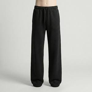Wholesale <b>Men's</b> Solid Black Wide Leg Sweatpants Custom Heavyweight Cotton <b>Loose</b> <b>Fit</b> Baggy Mid Waist Formal <b>Joggers</b> - Product Image 5