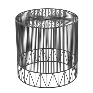 <b>White</b> Iron Wire Drum Side Table with Solid Top Living Room Furniture for Home Apartment Use Industrial Ottomans <b>Stools</b> - Product Image 4