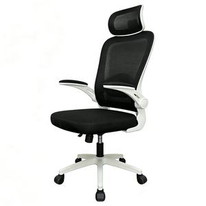 Chaises de bureau ergonomiques pivotantes en maille pour joueurs d'ordinateur avec appui-tête, <span class=keywords><strong>fauteuil</strong></span> pivotant pour gestionnaire et personnel avec cadre en PP blanc - Product Image 2