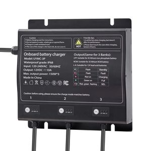 Caricabatterie intelligente marino impermeabile IP68 a 3 vie 10A 12V per batterie agli ioni di litio - Product Image 2