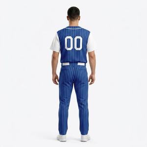 Uniforme de Béisbol a Rayas Azules para Hombre Five B, Conjunto de Pantalones y Jersey de Manga Corta, Transpirable, de Poliéster, para Todas las Temporadas, Ropa de Equipo, Logotipo Personalizado - Product Image 3