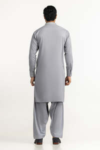 Ensemble Kurta Pyjama en Coton Gris pour Homme, Coupe Classique, Longueur Genou, Style Traditionnel Décontracté Inde Pakistan, Disponible en Gros - Product Image 2
