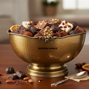 Bol à chocolat en métal avec base, forme ronde, décoration Ramadan, bol à bonbons, meilleure qualité, nouveau bol à chocolat élégant - Product Image 3