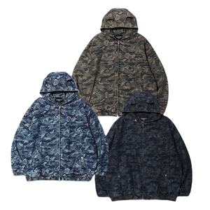 Sudaderas con Capucha y Cremallera de Camuflaje, Estilo Urbano, Holgadas, 100% Algodón, Felpa Francesa, Lisas, para Hombre - Product Image 1