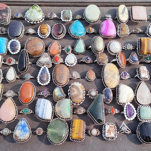Best Selling Wholesale Assorted Gemstone <b>Rings</b> Natural Gemstone <b>Adjustable</b> Brass <b>Rings</b> Fashion Jewelry Supplier Bulk Jewelry - Product Image 3