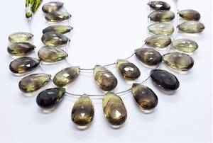 Cuentas de Cuarzo Limón Bio Natural Facetadas en Forma de Pera de 13x22 MM, Cuentas de Piedra Preciosa de Cuarzo Limón Bio de 7.5 Pulgadas, Cuentas de Cuarzo Limón de Súper Calidad - Product Image 2