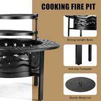 Meilleure vente foyer en acier moderne barbecue de jardin extérieur pour 3 à 5 personnes finition enduite de poudre cuisson de la viande poêle à bois de camp