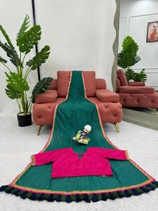 Bordado intrincado Bollywood Silk Saree Collection Estilo indio para ocasiones especiales y fiestas nocturnas Ropa de fiesta - Product Image 6