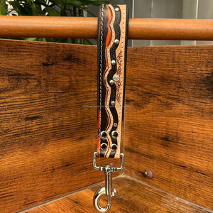 Hand Tooled Cow Leather Short Dog Leash Traffic Padded Handle Heavy Duty Short Dog Lead for Training Control Large Medium Dogs - Product Image 2