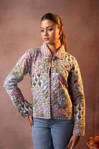 Chaleco Acolchado de Algodón con Estampado Tradicional Indio para Mujer, Moda Boutique, Chaqueta Corta Ligera de Algodón Acolchado para Mujer - Product Image 5
