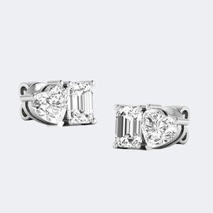 Pendientes tipo Toi et Moi con engaste de corazón y esmeralda de 2.00 quilates - Product Image 4