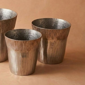 Luxury Hammered Silver Metal <b>Flower</b> Vase Elegant Brushed Aluminum Finish Handcrafted Home Decor Table Centerpiece <b>Single</b> Unit - Product Image 5