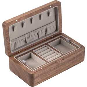 Slim Walnut Wood Double <b>Ring</b> <b>Box</b> <b>for</b> Wedding Ceremony Magnetic Closure Engagement <b>Ring</b> <b>Bearer</b> <b>Box</b> Portable Jewelry Gift Case - Product Image 2