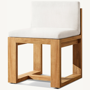 Fauteuil sans accoudoirs en teck robuste, au style moderne et épuré, idéal pour l'extérieur. - Product Image 2