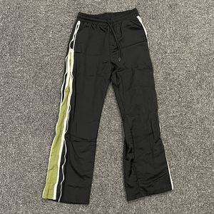 Pantalones de chándal grises de streetwear para hombre con cremallera lateral, joggers de pierna ancha estilo High Street, pantalones de hip hop con cordón, pantalones cargo de techwear - Product Image 3
