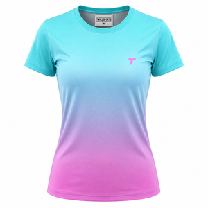 T-shirt de sport athlétique pour femme, idéal pour la course, le yoga et la gym, anti-transpiration, séchage rapide, anti-boulochage, coupe ajustée compressée, pour l'entraînement estival - Product Image 1