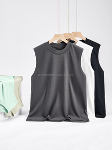 Débardeurs de sport pour hommes personnalisés avec logo imprimé, grande taille, à pois, sans manches, de haute qualité, en coton lourd, personnalisés - Product Image 6