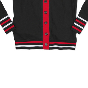 Women's Black <b>Red</b> V-Neck <b>Cardigan</b> Full Sleeve Preppy Style Button Front Knit Sweater 100% Acrylic Autumn Wear - Product Image 4