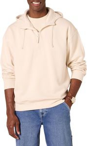 Sweat-shirt à capuche oversize pour homme, hiver, en molleton, avec fermeture éclair quart de tour, épaules tombantes, marron, style athlétique décontracté, 100% molleton - Product Image 5
