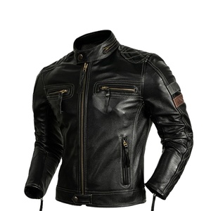 Chaqueta de Cuero Negra de Alta Calidad para Primavera y Otoño, Chaqueta Varsity de Piel de Vaca Natural Genuina con Cuello Alto para Hombre - Product Image 3