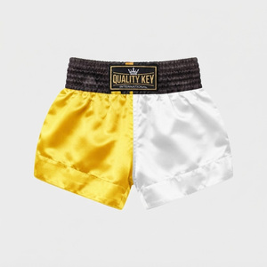Pantalones Cortos de Boxeo de Satén con Bloques de Color, Rojo y Azul, para Artes Marciales y Kickboxing, Marca Quality Key International - Product Image 5