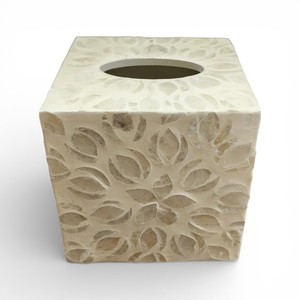 Handmade Wooden Tissue Box with Mother of Pearl Inlay for Home Decor - Product Image 1