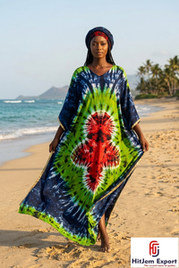 Printed <b>Kaftan</b> Dress for Women Loose Comfortable <b>Beach</b> Wear Stylish Lightweight Fabric Bulk Order Manufacturer - Product Image 2
