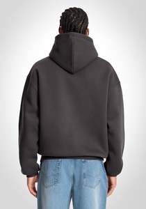 Sweat-shirts à capuche en molleton de coton gris 450 GSM pour hommes, coupe ample, grande taille, style Y2K, streetwear, logo personnalisé, production en gros de haute qualité - Product Image 4