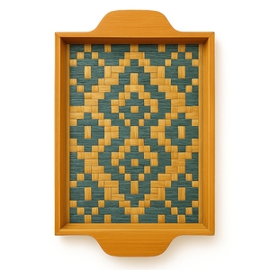 Plateau de service rectangulaire en bambou multifonctionnel personnalisable, écologique, léger, sans BPA, style bohème, tissage artisanal - Product Image 2
