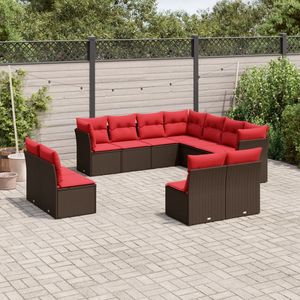 Juego de sofás de patio de ratán sintético marrón de 11 piezas con cojines para conjuntos de jardín - Product Image 1