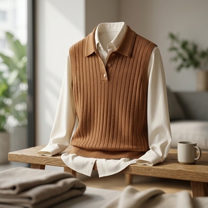 Chaleco Polo Informal y Cómodo de Punto Acanalado (P8T26207) - Product Image 3