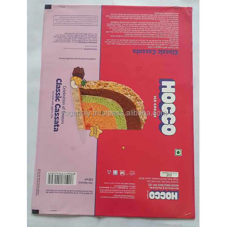 Excellent Quality Top Selling Widely Used Multi Color Gravure Printed Food Grade Plastic Bags Ice Cream Packaging Pouch Custom
