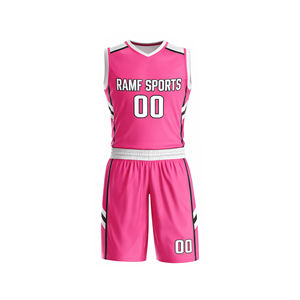 Maillots de basket-ball personnalisés de qualité supérieure, impression par sublimation, respirants, anti-humidité, couleur contrastée rose, maillots d'équipe - Product Image 2