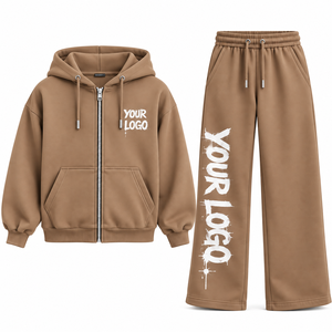 Wholesale Oversized Men's Women's Heavyweight Cotton Plus Size Men's Hoodies & <b>Sweatshirts</b> Custom <b>Vintage</b> Wash Zip Up Hoodie Set - Product Image 6