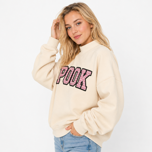 Ghingham Womens Mock Neck Sweatshirt <b>Gingham</b> Greek Letter Applique Embroidery 100% Cotton oversized Mock Neck Sweatshirt - Product Image 3
