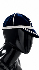 House Patch Velvet <b>Baseball</b> <b>Cap</b> 6-Panel Embroidered Logo Unisex Formal Hat <b>Black</b> with Silver Trim and Tassel - Product Image 5