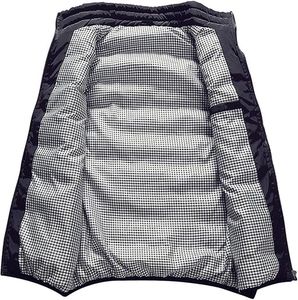 Chaleco Acolchado Verde para Hombre, Cuello Alto, Cierre de Cremallera, Cortavientos, Ropa de Invierno Informal, Color Sólido, Relleno de Poliéster, OEM - Product Image 3