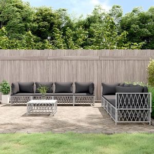 Set Lounge da Giardino Bianco e Grigio Scuro - Product Image 1