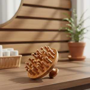 Peigne de massage rond en bois, peigne écologique à dents larges, peigne antistatique multi-usages pour hommes et femmes, cadeaux, vente en gros - Product Image 2