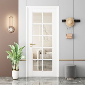 Tre o Quattro Porte 10-Lite vetro trasparente porta interna Shaker lastra, Pre-costruito pannello per le porte del fienile, porte a scomparsa, per la dispensa, camera da letto, Cl - Product Image 1