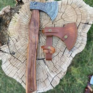 Haches de Damas forgées à la main, style Viking, avec manches en bois et cuir, pour la coupe – Meilleures Offres - Product Image 4