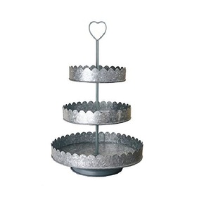 Best Selling Vintage <b>3</b> <b>Tier</b> Galvanized <b>Cake</b> <b>Stand</b> for Weddings and Birthdays Round Iron Party Supply Customized Size Shape - Product Image 2